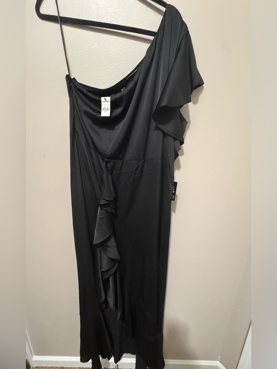 Express Dresses & Skirts - Express Black One-Shoulder Ruffle Gown